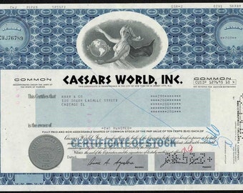 Caesars World, Inc. Stock Certificate - Casino