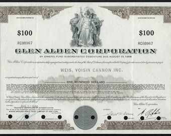 Glen Alden Corporation 100 Bond - Rapid American Scandal - Meshulam Riklis