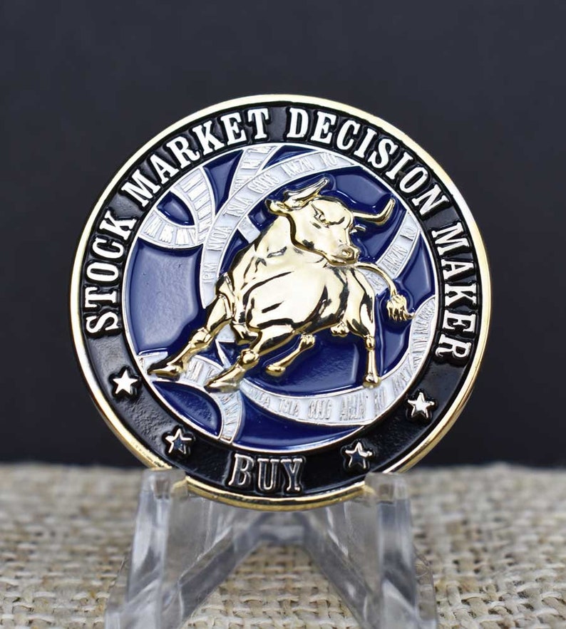 Stock Market Decision Maker - Bull & Bear Coin - Gold and Silver Plated zdjęcie 3