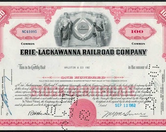 Erie-Lackawanna Railroad Company Stock Certificate -1960s