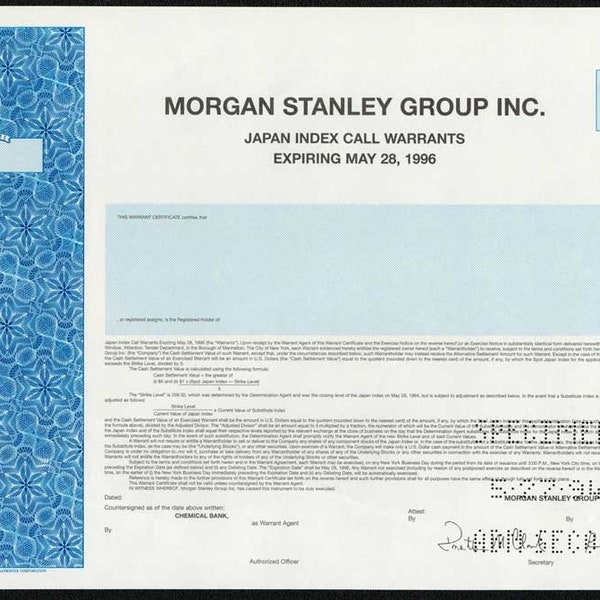 Morgan Stanley Group, Inc.  Specimen Stock Certificate
