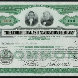 The Lehigh Coal and Navigation Company Stock Certificate
