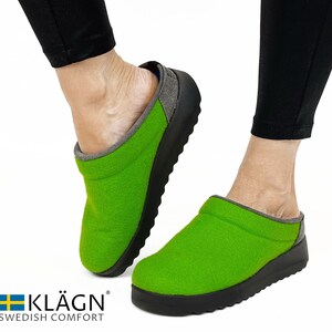KLÄGN Women&#39;s Indoor / Outdoor Lime Felt Slipper Clogs