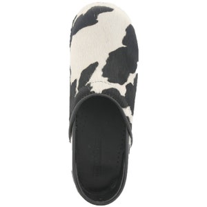 Professional Safari Collection Fur and Leather Clogs in Black and White Cow image 8