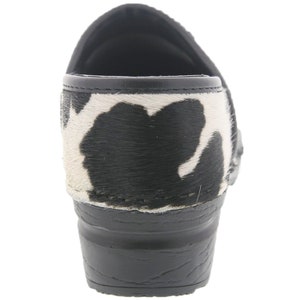 Professional Safari Collection Fur and Leather Clogs in Black and White Cow image 7