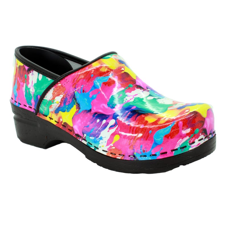 BJORK Professional Colorful Paint Splat Printed Leather Clogs - Etsy