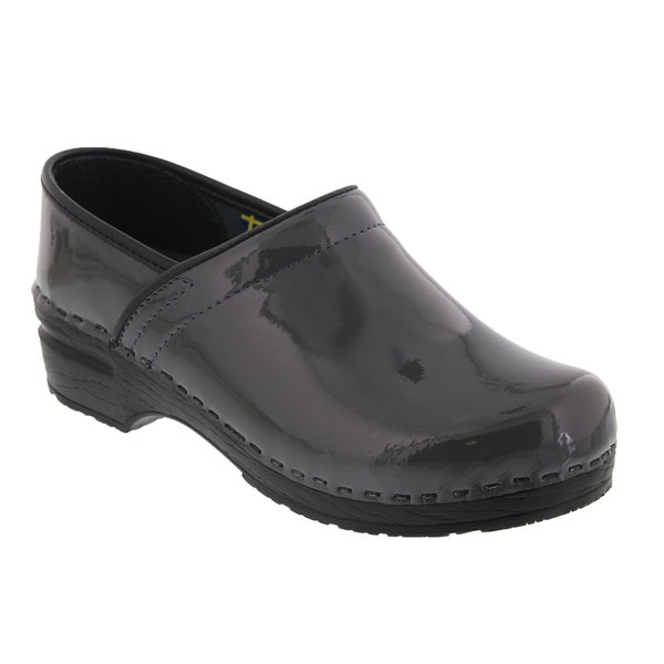 BJORK Professional Elsa Steel Grey Patent Leather Clogs