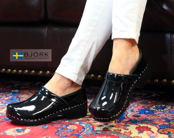 BJORK Women's Swedish Professional Black Patent Leather