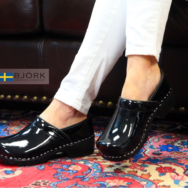 BJORK Women's Swedish Professional Black Patent Leather