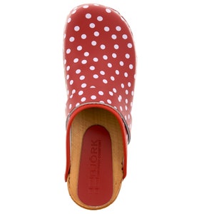 Emma Wooden Open Back Leather Clogs in Red and White Polka Dots - Etsy