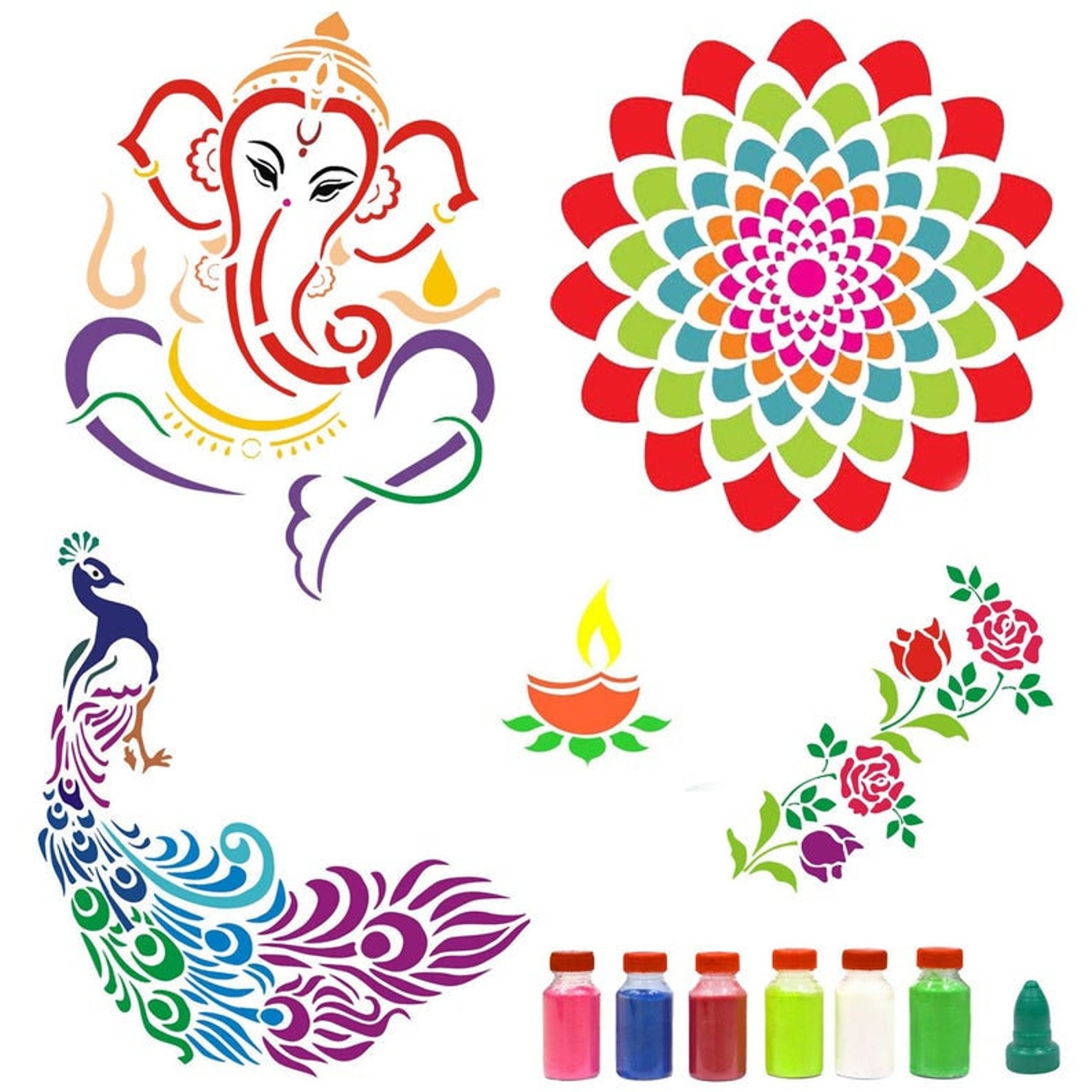 Rangoli Stencils for Floor Big Diwali Decoration with 6 Etsy