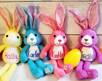 Personalized Easter Bunny Gift for Kids, Easter Present, Basket Stuffer, Easter Bunnies Plush Toy Bunny With Baby Child Name Rabbit