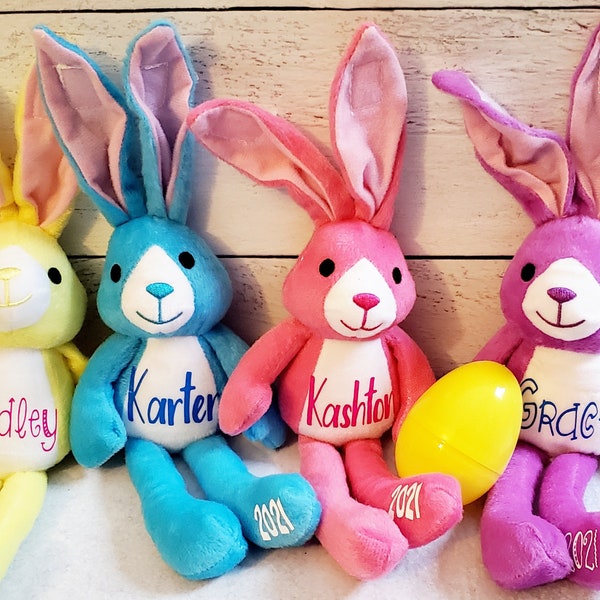 Personalized Easter Bunny Gift for Kids, Easter Present, Basket Stuffer, Easter Bunnies Plush Toy Bunny With Baby Child Name Rabbit