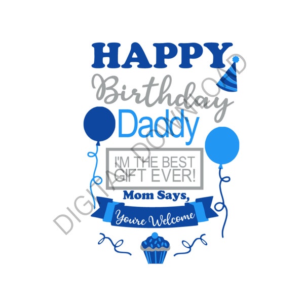 Happy Birthday Daddy Baby cut file - Dad Birthday SVG, Gift For New Dad Digital Download, New Dad Birthday Present DXF | cricut / silhouette