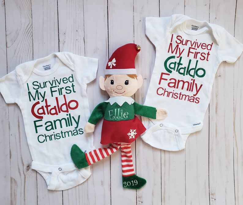 Funny Baby's Christmas Onesie I Survived My First Family | Etsy