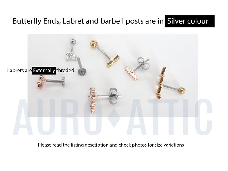 Barbell or Labret Stud Pearl White Flower Piercing 18G,20G 16G CZ Stainless Steel Cartilage Piercing,Helix Earring,Conch,Tragus