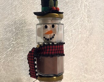 Hot Chocolate Snowman/candy/peppermints/peppermint/marshmallow/hot drink/glass jars/hot cocoa/coco/stocking stuffer/stuffers/winter