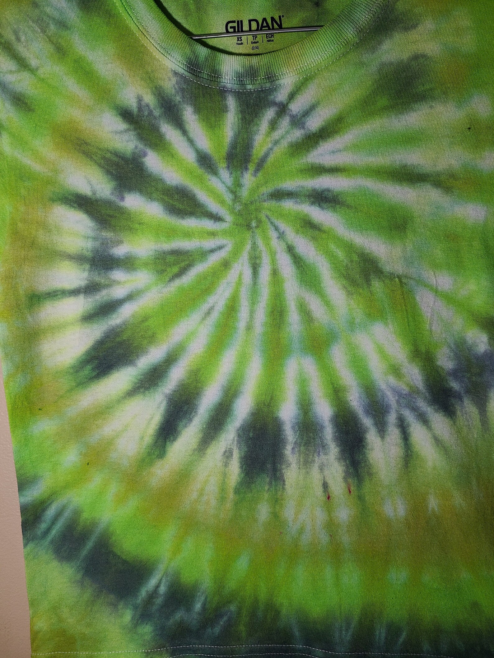 Hand Dyed Tie Dye Youth T Shirt Size XS Green Cotton Tee Etsy
