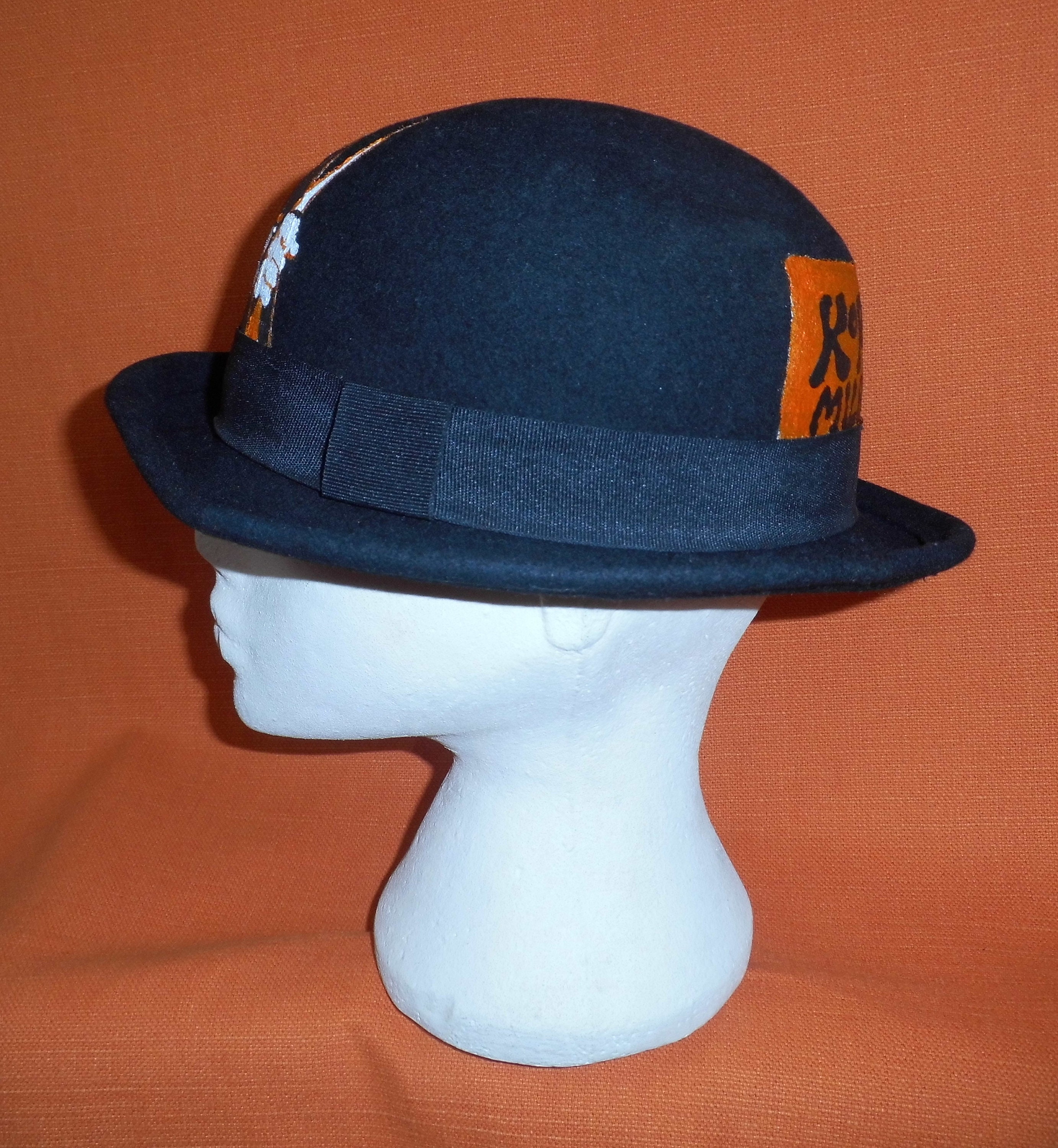 Clockwork Orange theme Bowler type Hat. Hand painted. Korova Etsy