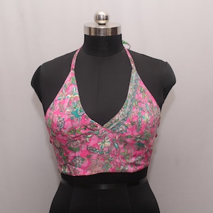 Frauen Reversible Seide Neckholder Top Boho Crop Wear Sommer Seide Bralet Crop Top Hippie Einstellbar Freie Größe choli Bluse Beach Top