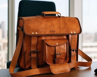 Spersonalizowana skórzana torba na laptopa: aktówka typu crossbody
