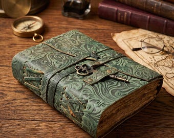 50% OFFLeather book, Leather grimoire -Handmade DeckleEdge Paper Leather Bound Journal BookofShadow -Leather Sketchbook-DrawingJournal