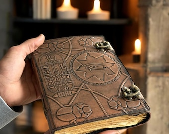 Egyptian Hamunaptra Grimoire, Book Of Dead Leather Journal, Gothic Necronomicon Notebook The Mummy Prop Replica, Writing Spell notebook
