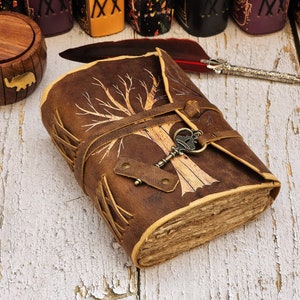 Tree of Life Leather Journal - Antique Handmade Deckle Edge Vintage ...