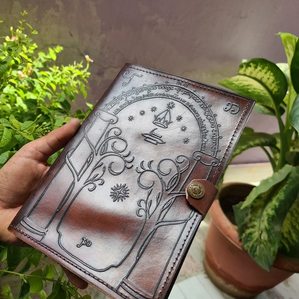 Leather Journal, Doors of Durin, Tolkien Lord of the Rings, Gift for him, gift for her, Book of shadows, fantasy journal, wedding guest book