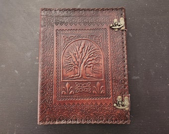 Leather 3 Ring Binder, Tree Of Life Leather Journal, Binder, Leather Binder Cover, Leather Cover, Leather Folder, Organizer Folder Grimoire