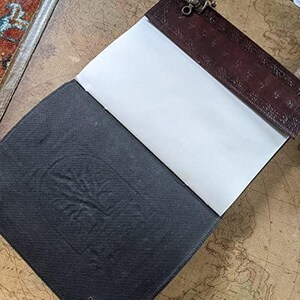 Embossed Leather Book of Shadows, Grimoire Journal, Triple Moon, Star image 5