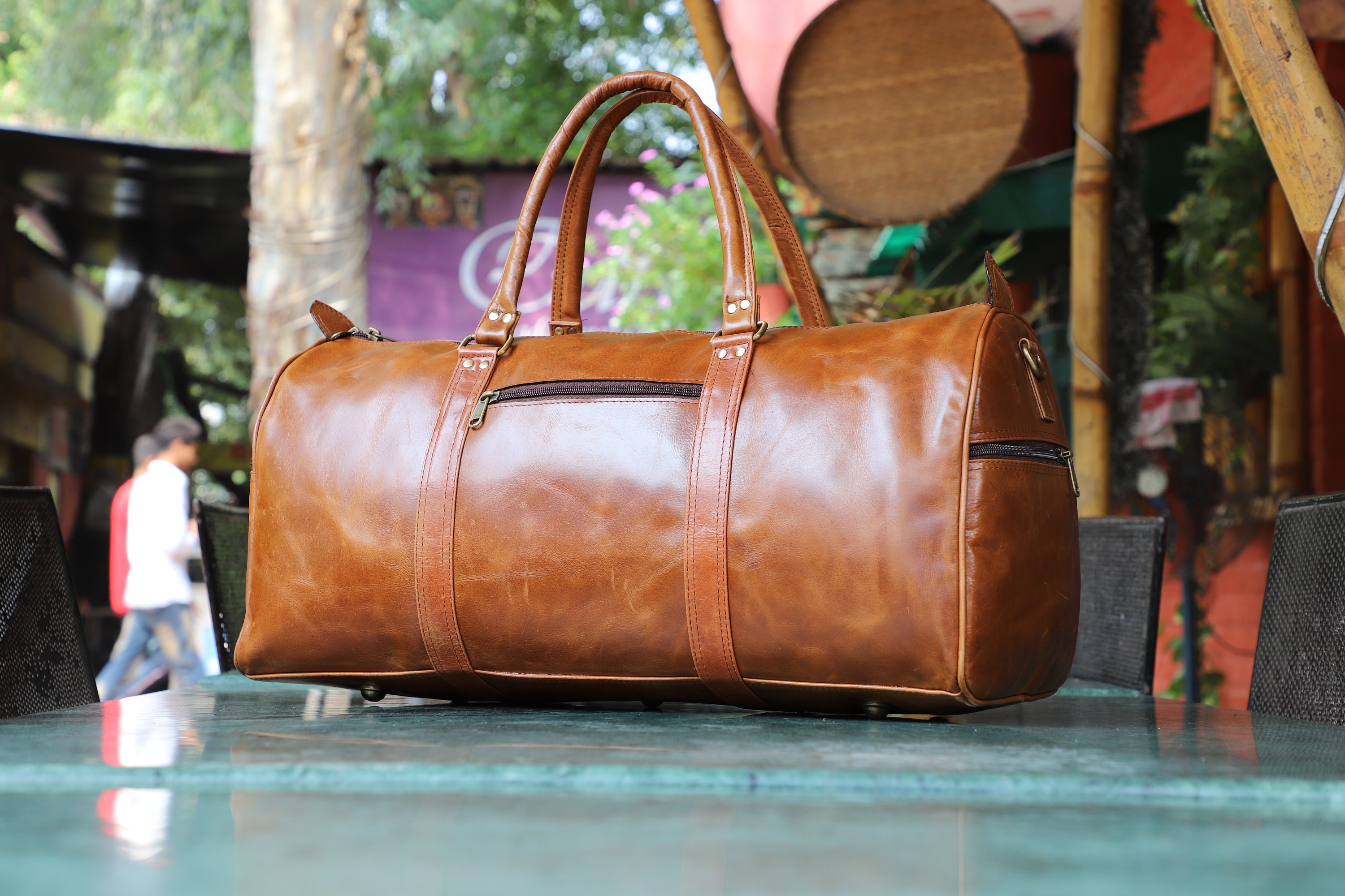 Leather Duffle Bag, Handmade Mens Leather Weekend Bag, Personalized Du –  LuxeRange