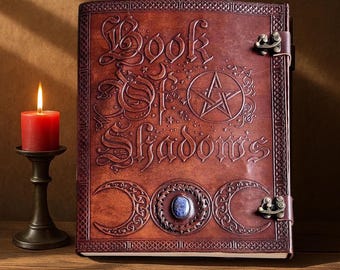 Book Of Shadows Large leather Notebook Grimoire Leather Journal Magical Spell notebook, Halloween gift for, Notebook for Woman's and Man