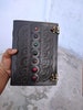 Extra large Handmade Sevan Chakra Stone Black Leather Journal Writing Spell Notebook, Unlined Paper Leather Bound Embossed Journal 