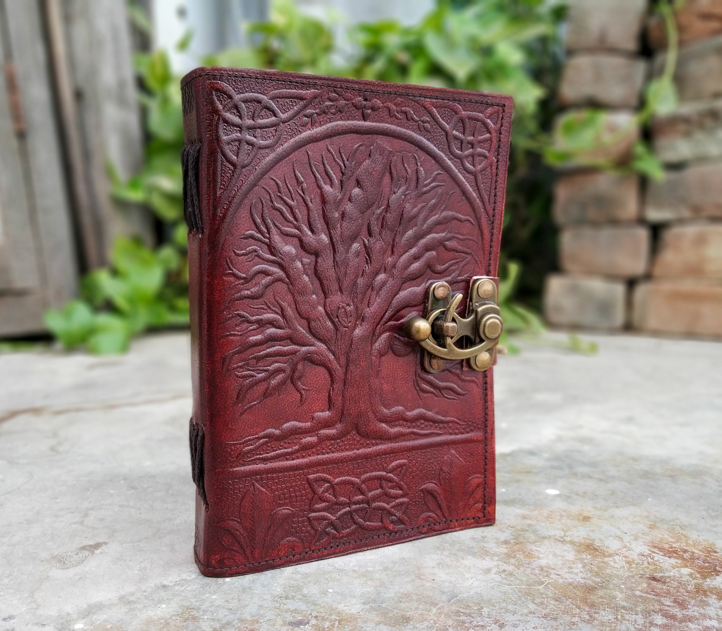 Handmade Leather Journal Tree of Life Embossed With Blank Etsy