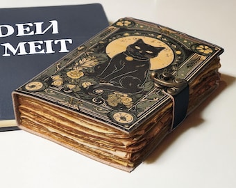 Celtic Cat Leather Journal: Vintage Grimoire, Book of Shadows
