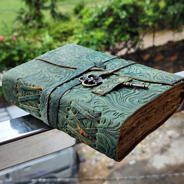 50% KORTING Leren boek, leren grimoire - Handgemaakt DeckleEdge-papier, leergebonden dagboek BookofShadow -Leather Sketchbook-DrawingJournal