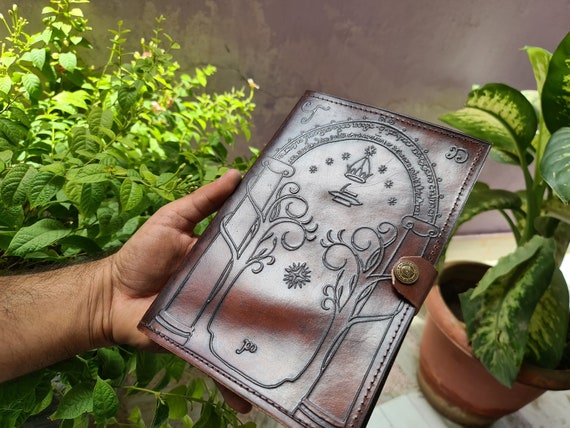 Leather Journal, Doors of Durin, Tolkien Lord of the Rings, Gift for Him,  Gift for Her, Book of Shadows, Fantasy Journal, Wedding Guest Book 