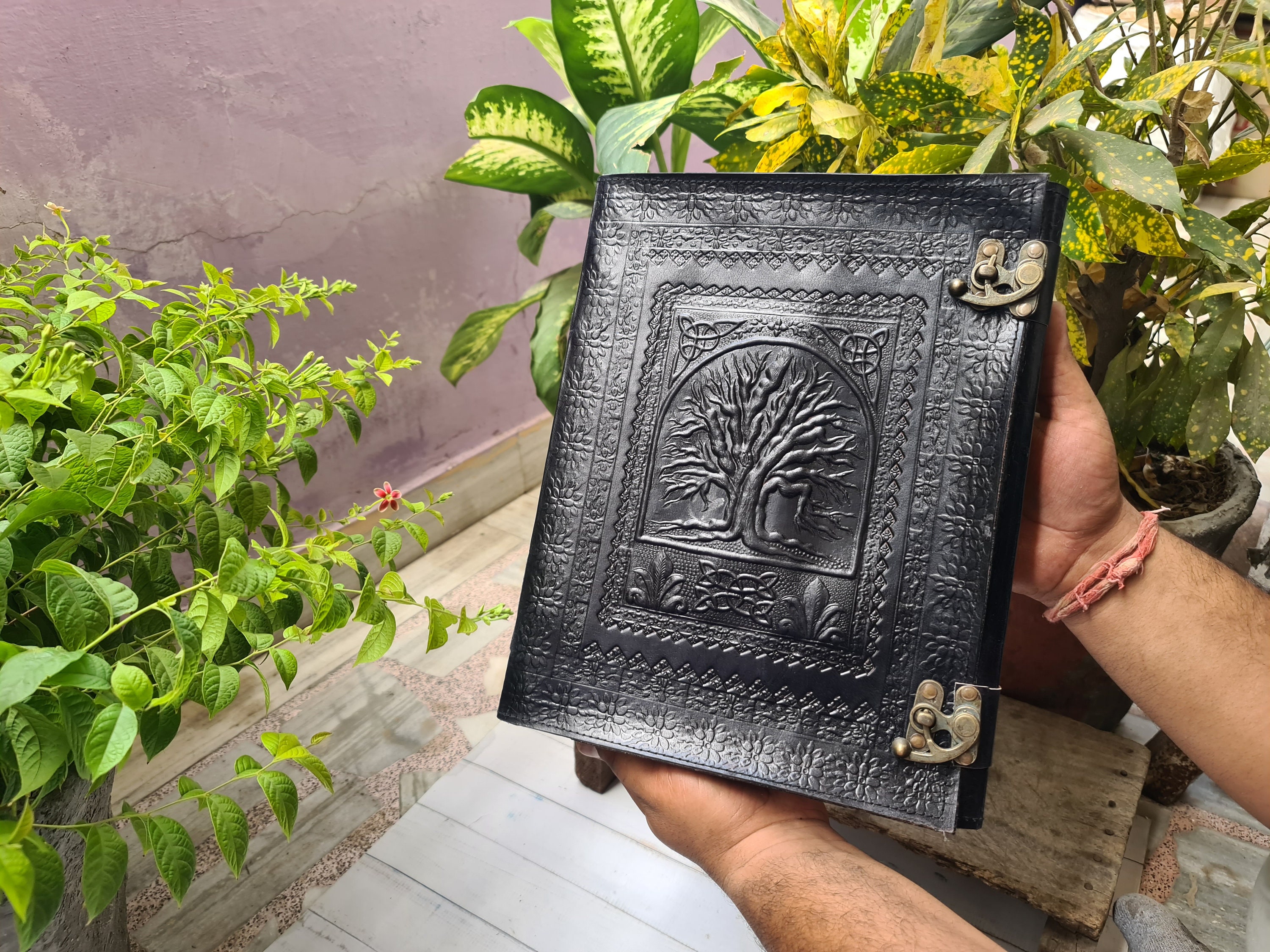 Embossed Tree of Life Leather Journal: Large Handmade Notebook ...