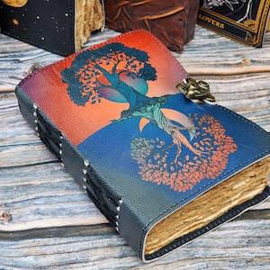 Leather Journal, Tree Of Life, printed on leather cover Blank Papers, Personal Journal For Writing, Gift For Him leather grimoire
