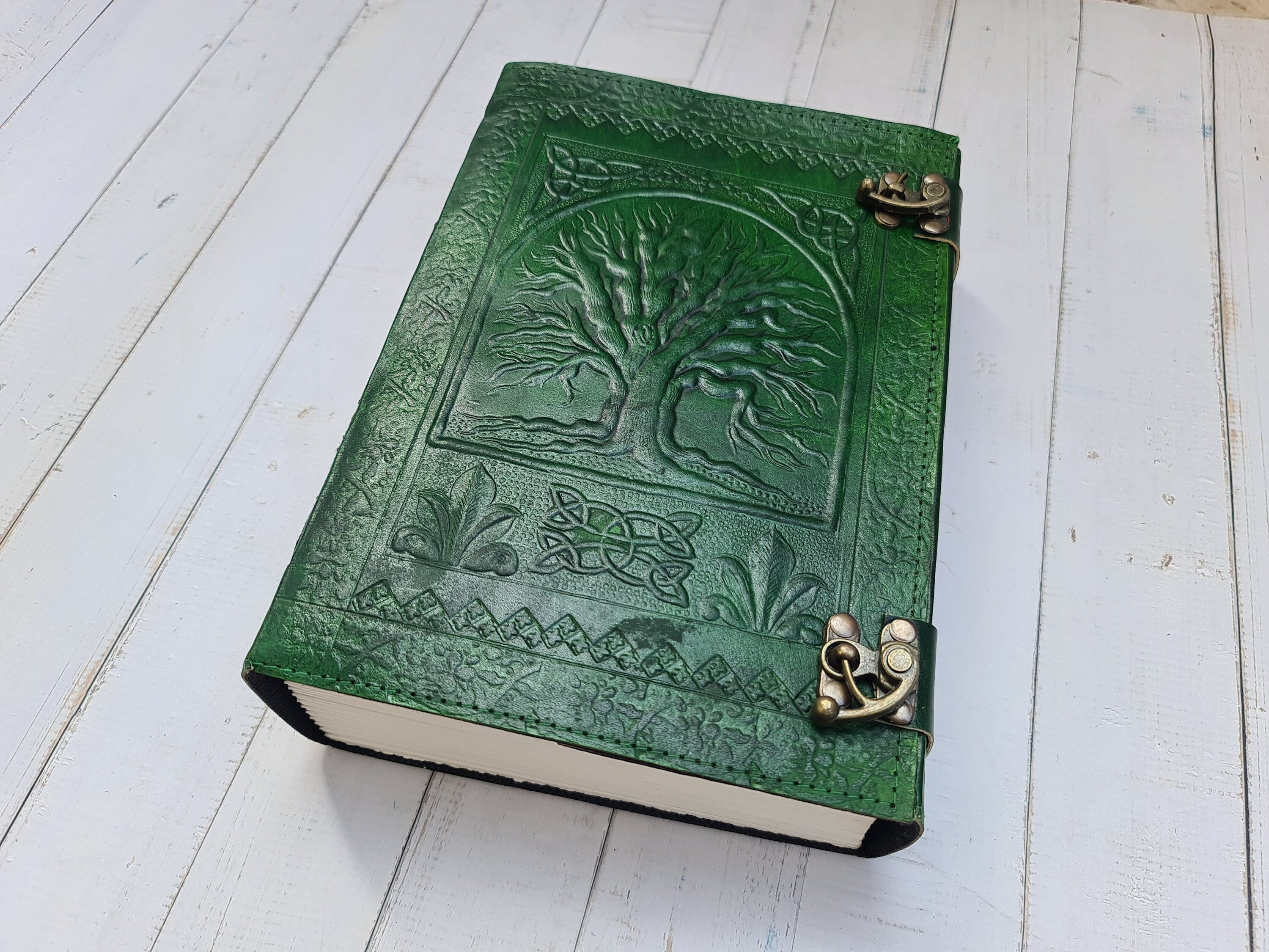 Tree of Life Leather Journal - Antique Handmade Deckle Edge Vintage Paper Leather Print Bound Journal - Book of Shadows Journal - Leather Sketchbook