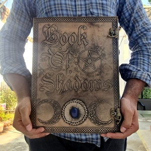 Book Of Shadows Large leather Notebook Grimoire Leather Journal Magical Spell notebook, Christmas gift for him recipe notebook anniversary