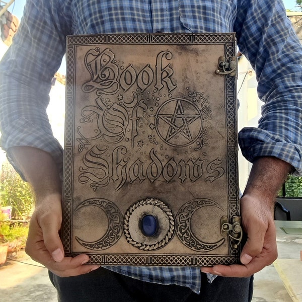 Book Of Shadows, Leather Grimoire, Leather Journal, Magic Book, Celtic journal The Morrigan, Leather book Travel notebook, Christmas Gift