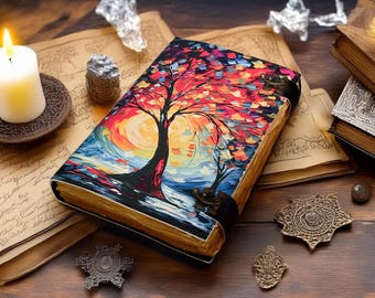 Diario de cuero Árbol de la Vida, Grimorio Vintage, Libro de las Sombras
