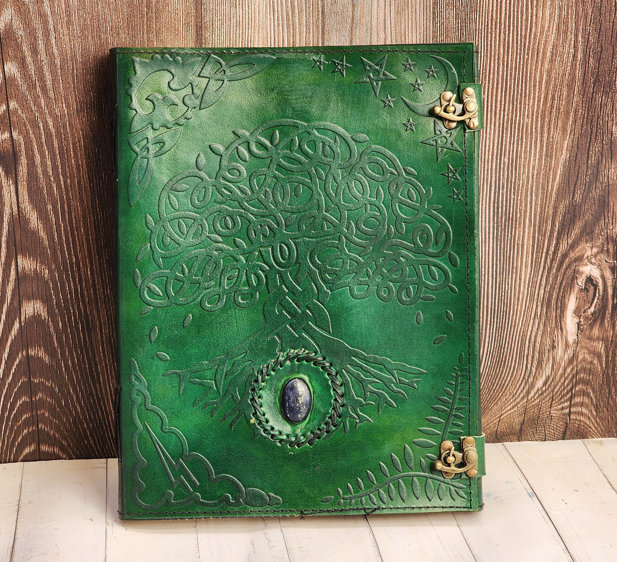 Large Tree Embossed Leather Journal Handmade Leather Notebook Etsy