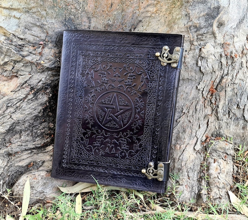 Extra Großes Pentagramm Lederbuch, Buch der Schatten, Grimoire Bild 2