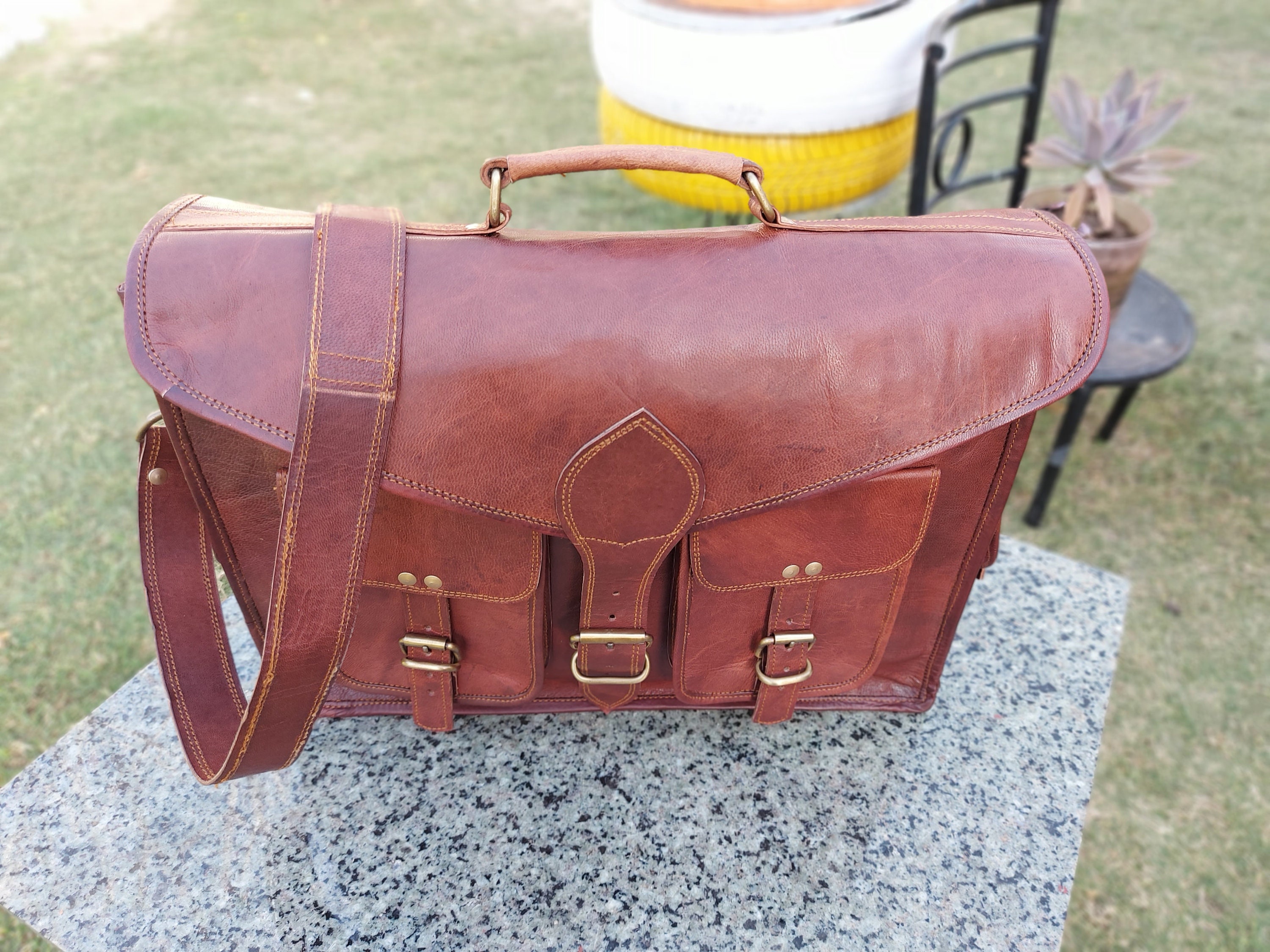 Leather Bags Leather Messenger Bag Men's Laptop Bag Etsy