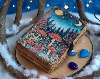 Mushroom Leather Grimoire Journal: Deckle Edge Book of Shadows