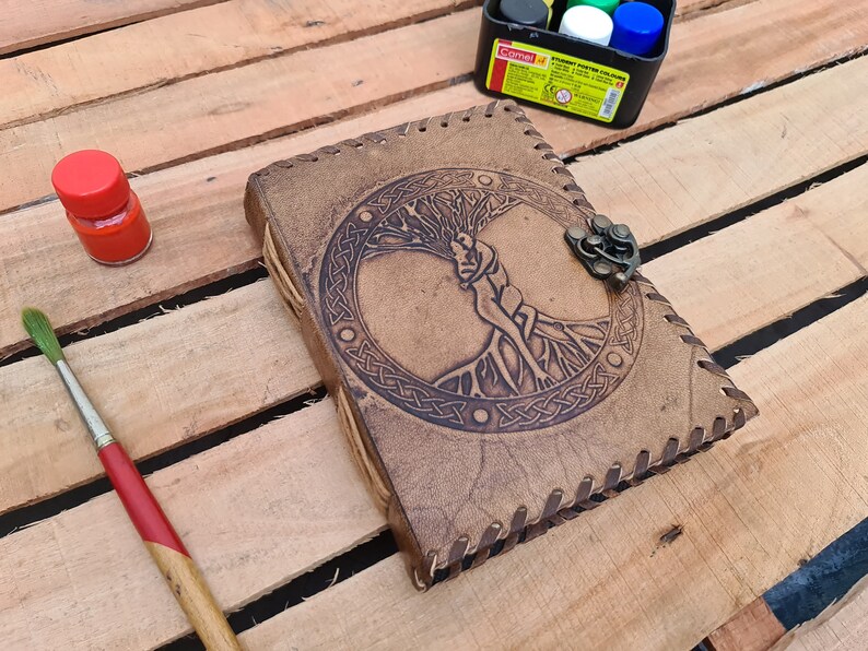 Tree of Life Leather Journal, Embossed Handmade Paper Grimoire - Etsy