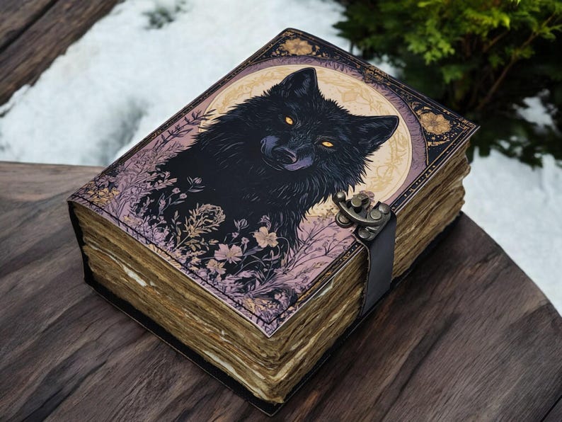 Mystic Black Wolf Leather Journal, Personalized Notebook for Women and ...